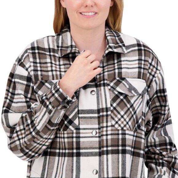 HFX Women’s Relaxed Fit Oversized Long Sleeve Shirt Jacket Brown, Size S (New) - Picture 14 of 14